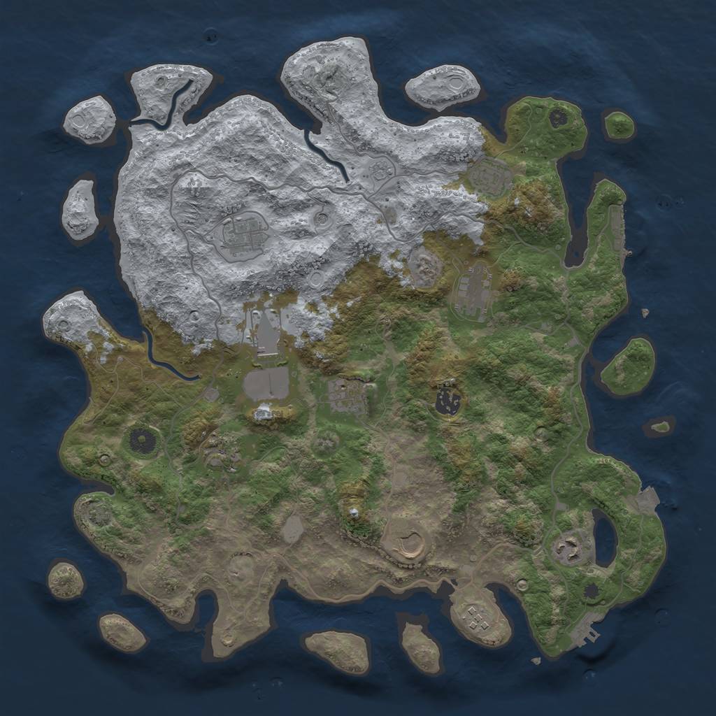 Rust Map: Procedural Map, Size: 4100, Seed: 40698347, 18 Monuments