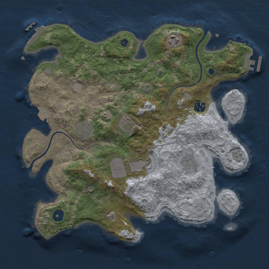 Rust Map: Procedural Map, Size: 3500, Seed: 34996636, 13 Monuments