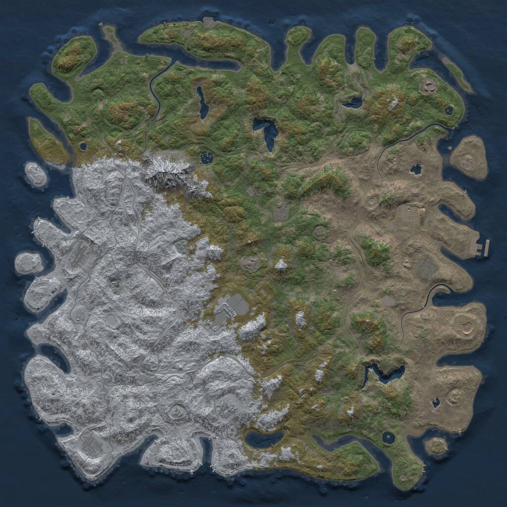 Rust Map: Procedural Map, Size: 6000, Seed: 124444890, 16 Monuments