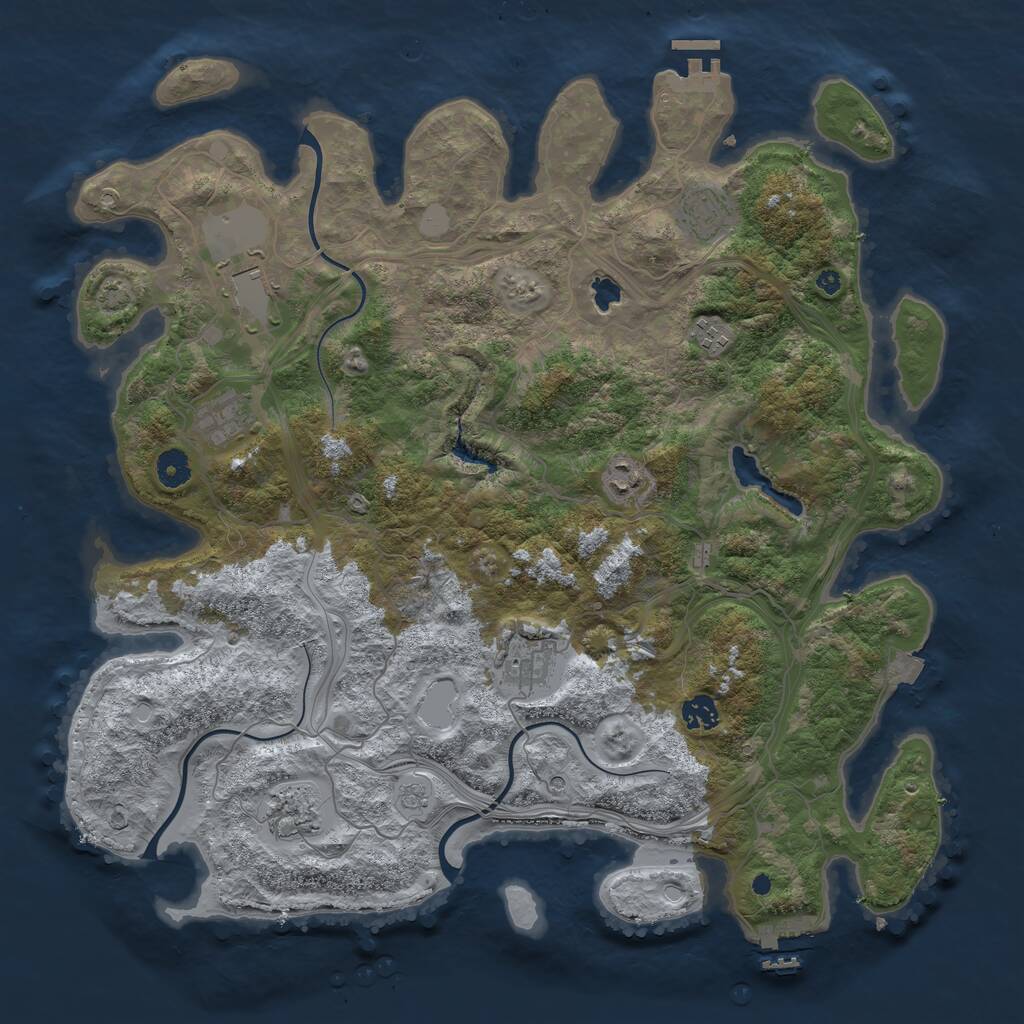 Rust Map: Procedural Map, Size: 4250, Seed: 21396736, 14 Monuments