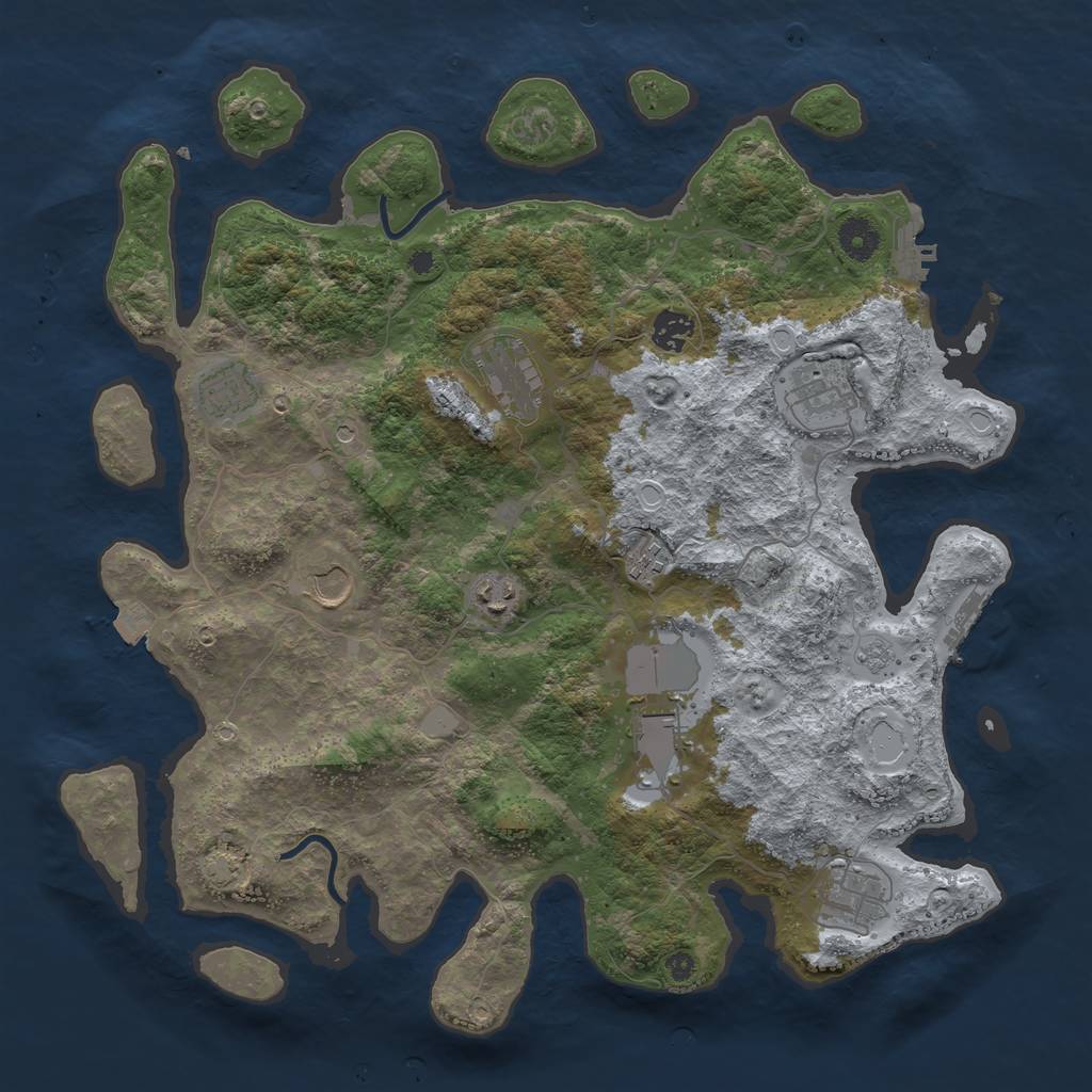 Rust Map: Procedural Map, Size: 3950, Seed: 66406434, 17 Monuments