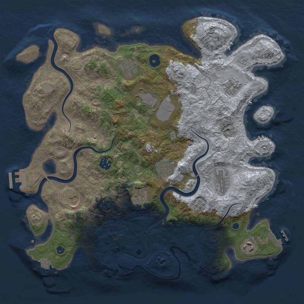 Rust Map: Procedural Map, Size: 3850, Seed: 18427946, 16 Monuments