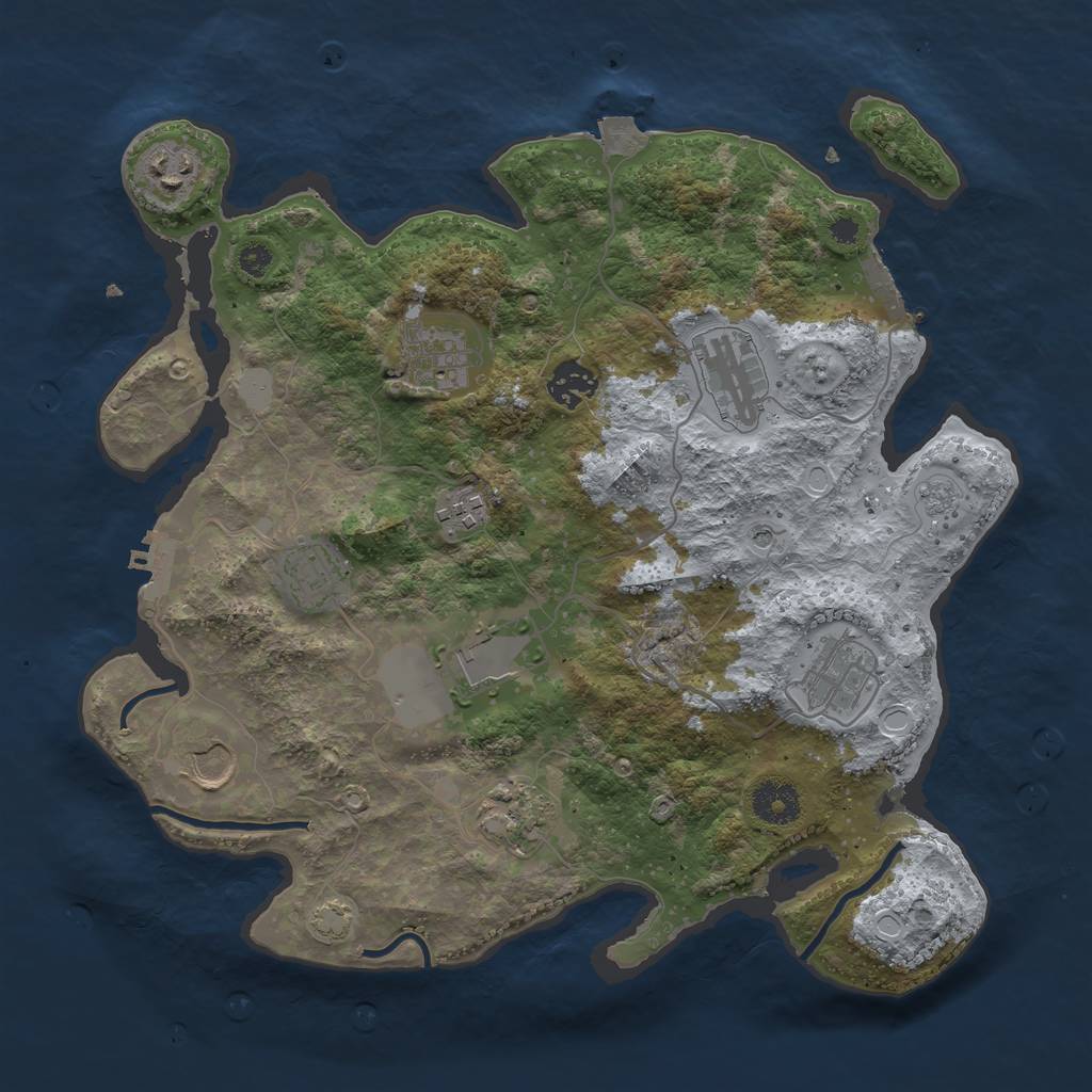Rust Map: Procedural Map, Size: 3500, Seed: 1662464559, 18 Monuments