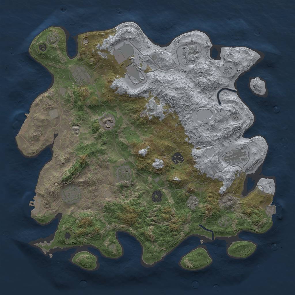 Rust Map: Procedural Map, Size: 3800, Seed: 21327264, 17 Monuments