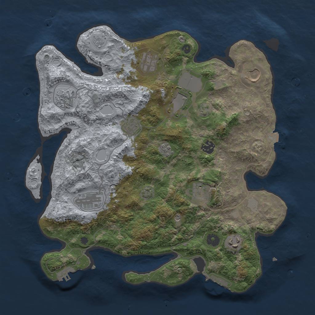 Rust Map: Procedural Map, Size: 3650, Seed: 56178193, 18 Monuments