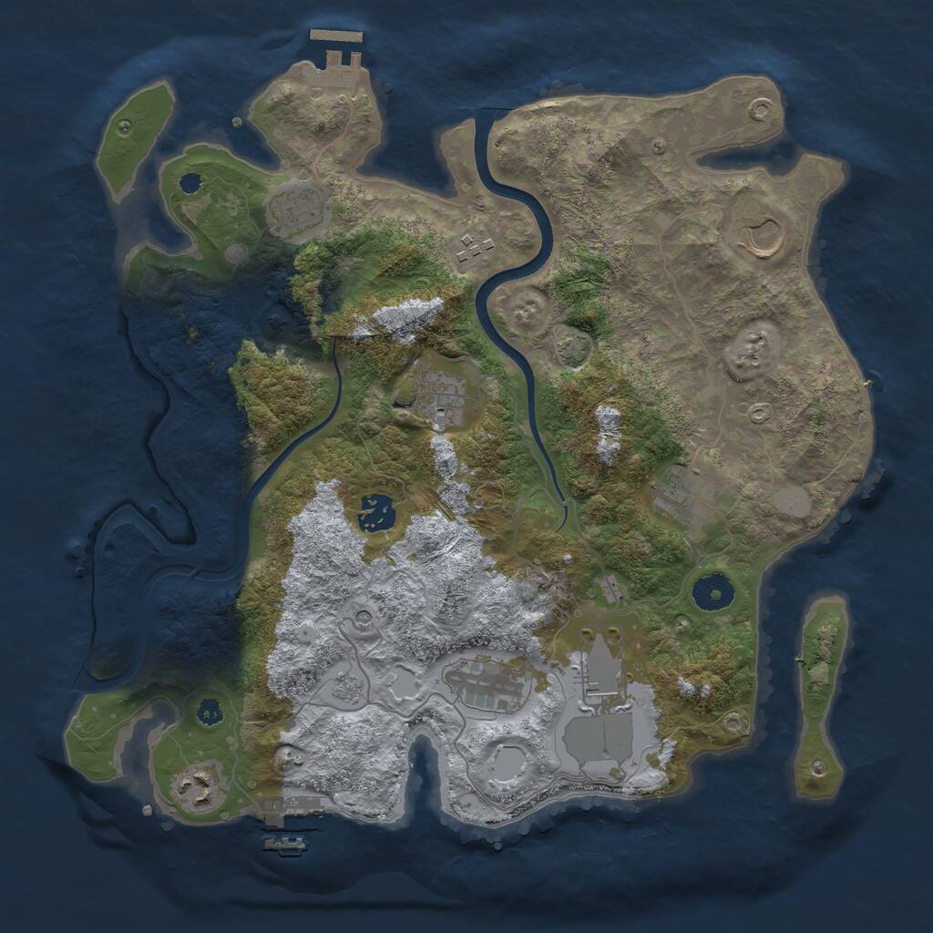 Rust Map: Procedural Map, Size: 3600, Seed: 9312863, 15 Monuments