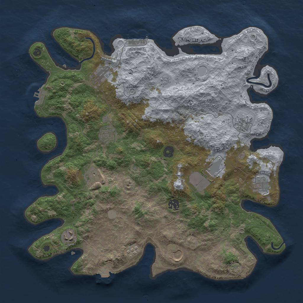 Rust Map: Procedural Map, Size: 3950, Seed: 10142336, 18 Monuments