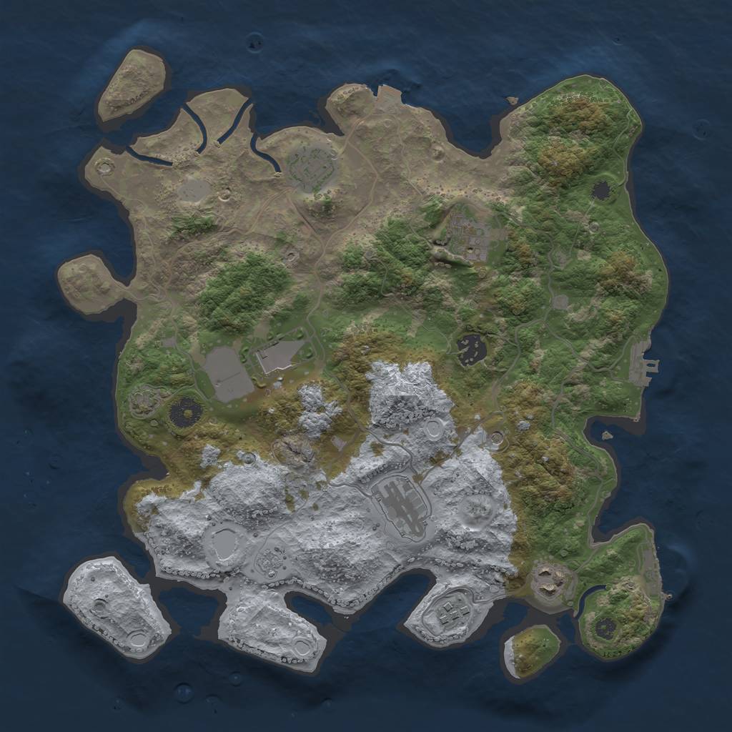 Rust Map: Procedural Map, Size: 3550, Seed: 46987499, 15 Monuments