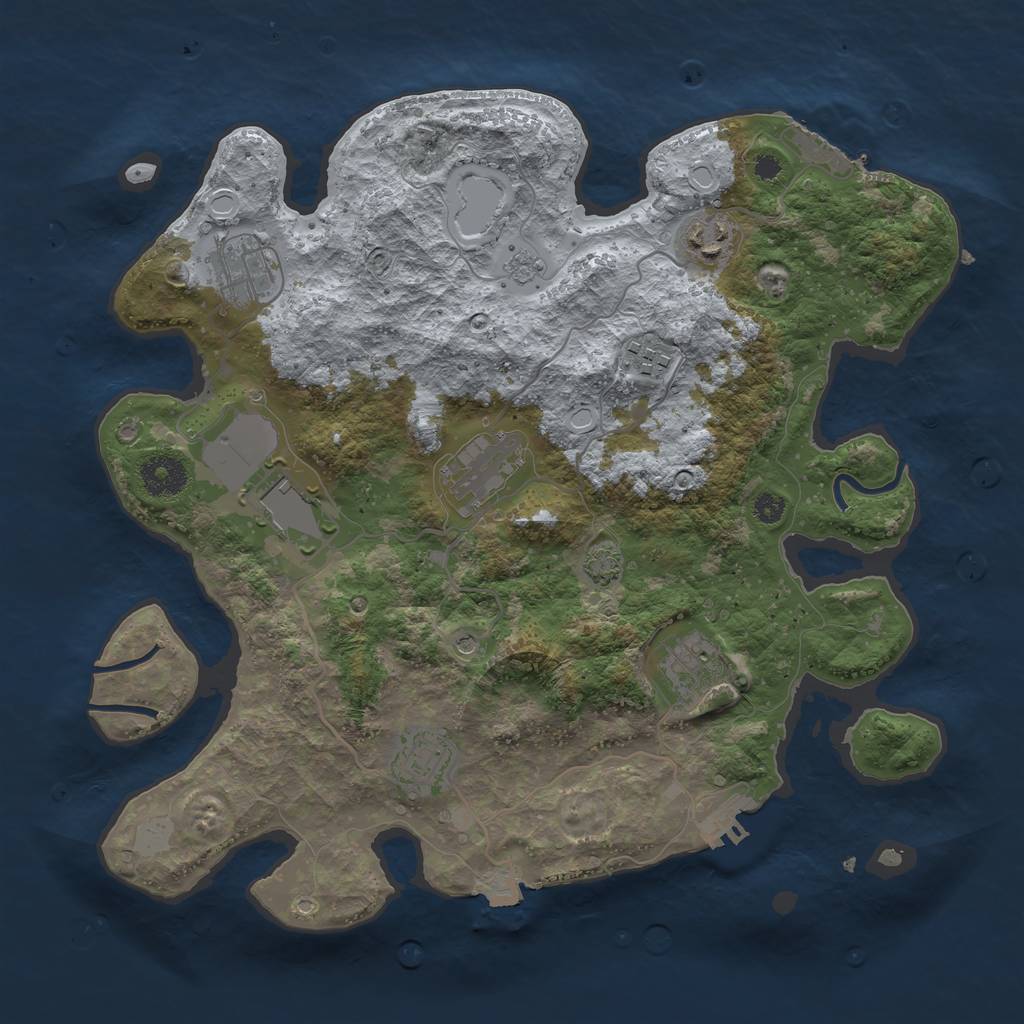 Rust Map: Procedural Map, Size: 3500, Seed: 1300665574, 15 Monuments