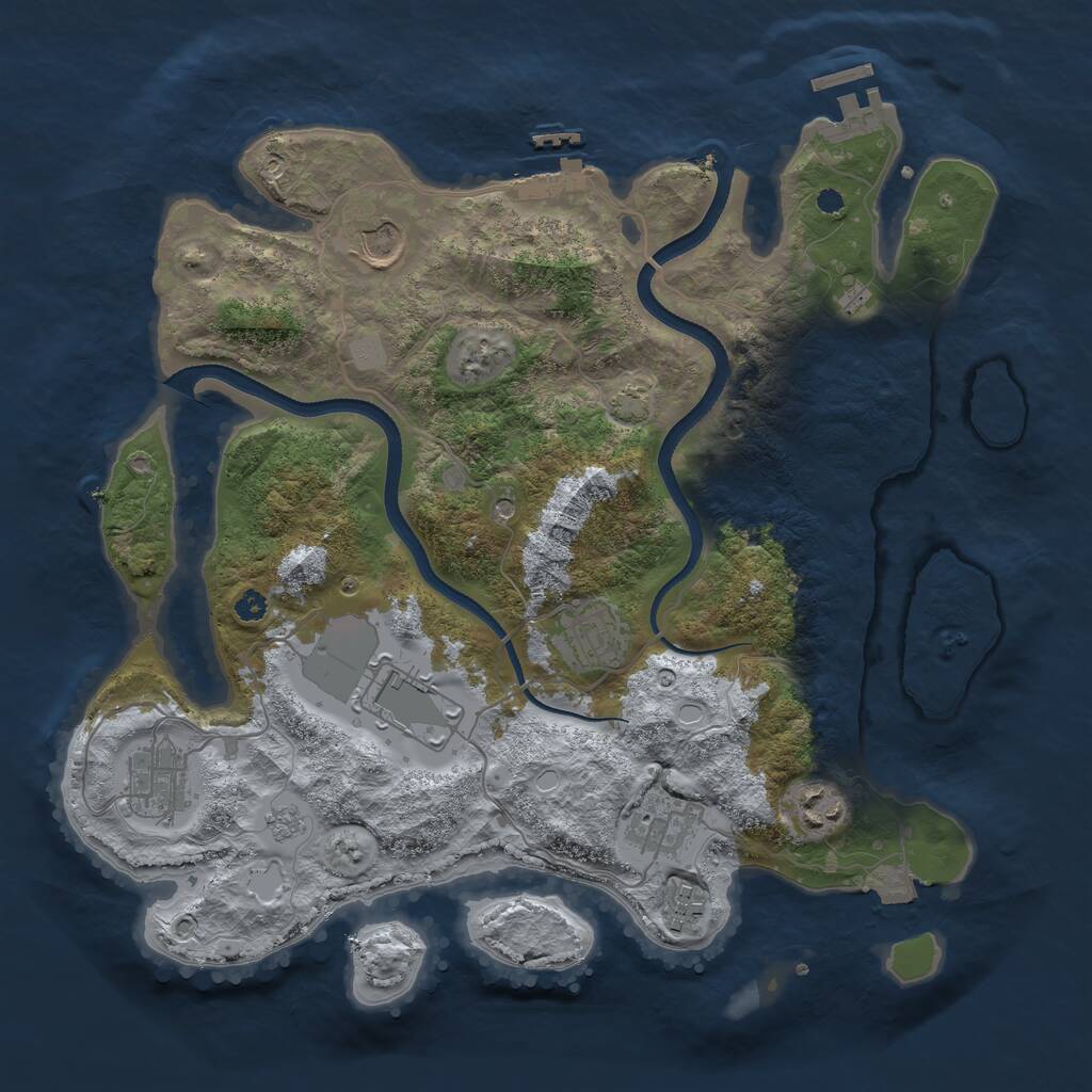 Rust Map: Procedural Map, Size: 3500, Seed: 22861935, 13 Monuments