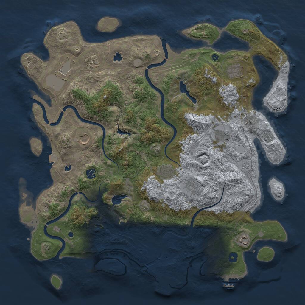 Rust Map: Procedural Map, Size: 4500, Seed: 758695, 16 Monuments