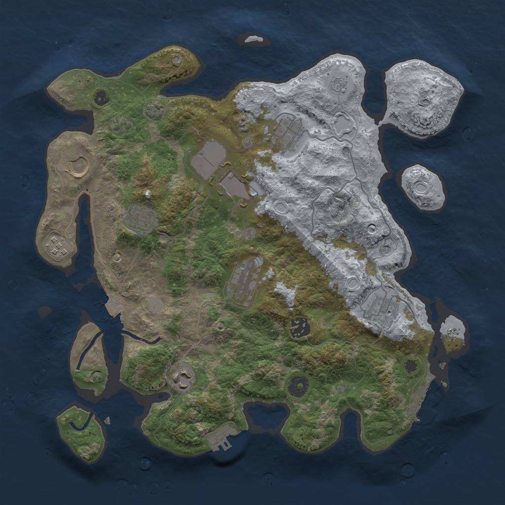 Rust Map: Procedural Map, Size: 3600, Seed: 16647766, 17 Monuments