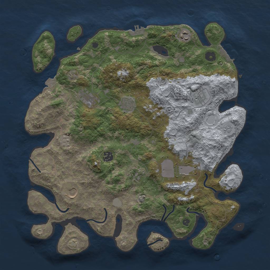 Rust Map: Procedural Map, Size: 3900, Seed: 86346662, 17 Monuments