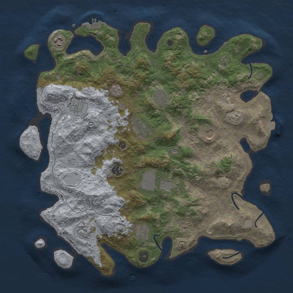 Rust Map: Procedural Map, Size: 4100, Seed: 50630438, 17 Monuments