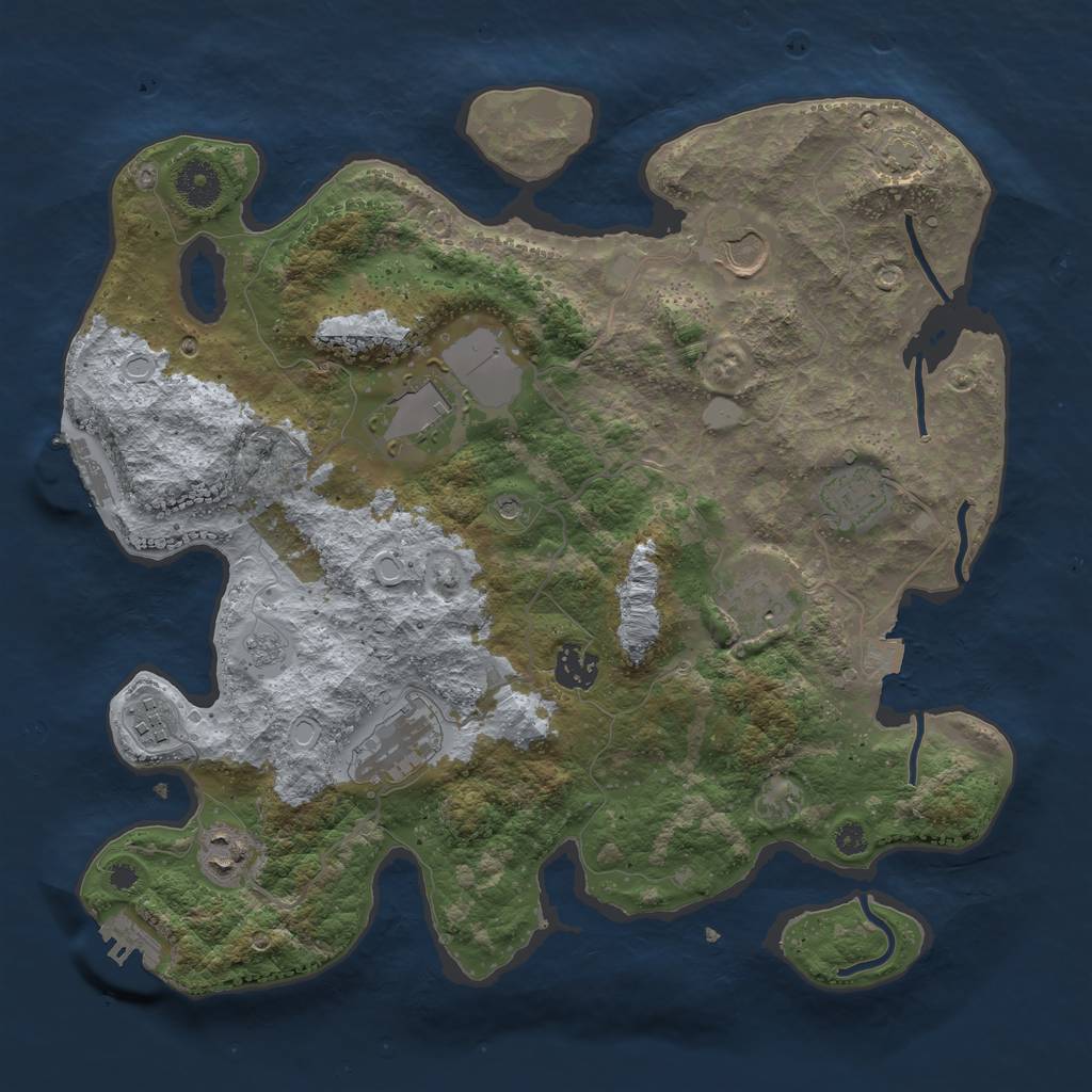 Rust Map: Procedural Map, Size: 3600, Seed: 21838009, 16 Monuments