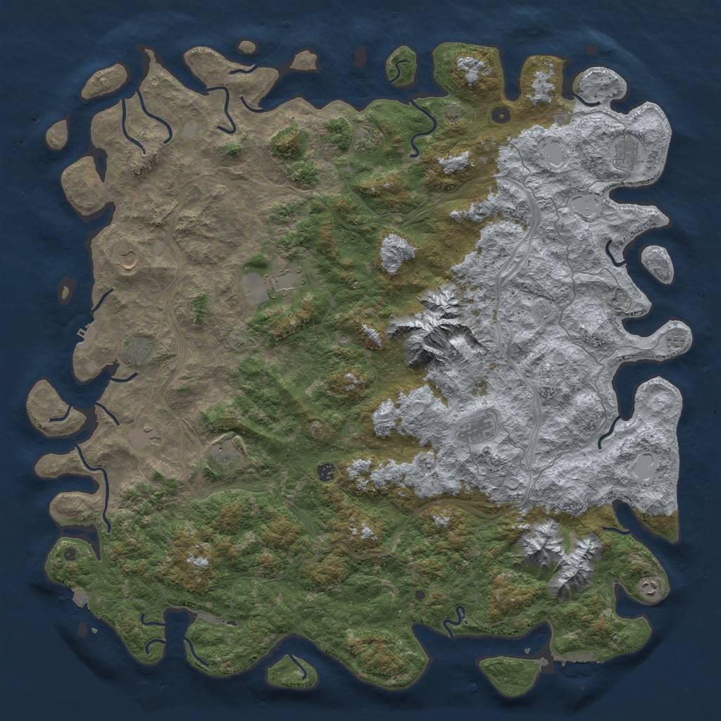 Rust Map: Procedural Map, Size: 6000, Seed: 723474571, 19 Monuments