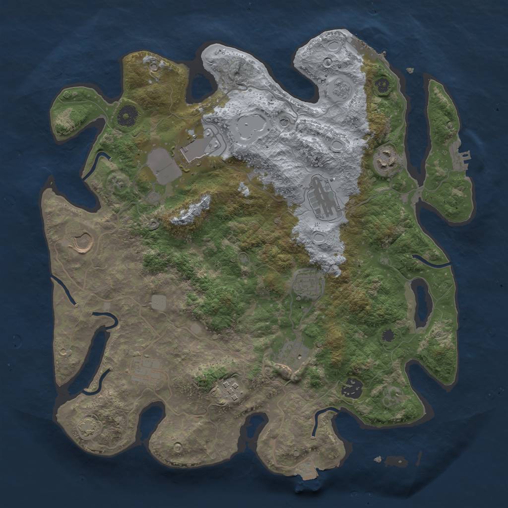 Rust Map: Procedural Map, Size: 3650, Seed: 73786772, 17 Monuments