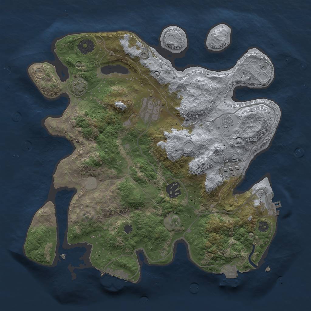 Rust Map: Procedural Map, Size: 3000, Seed: 32392, 10 Monuments