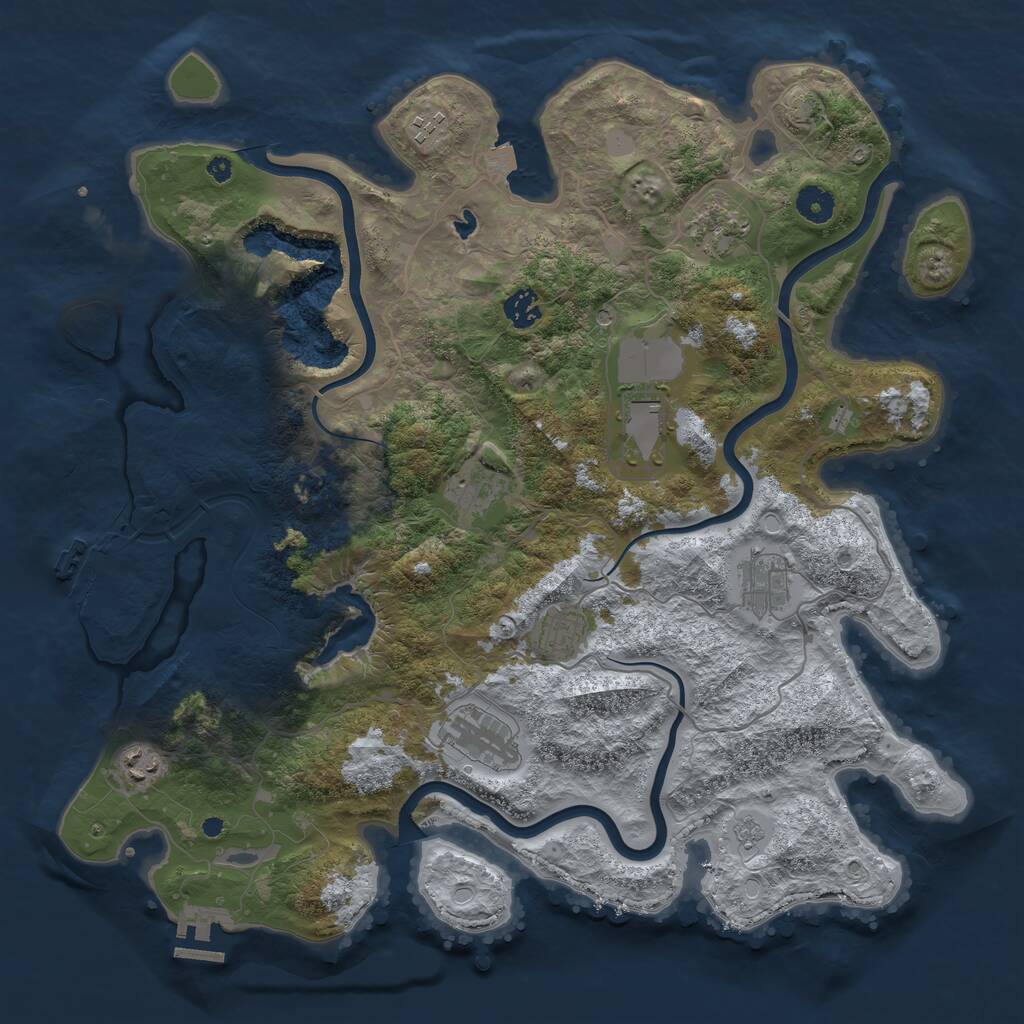 Rust Map: Procedural Map, Size: 4100, Seed: 9876593, 15 Monuments
