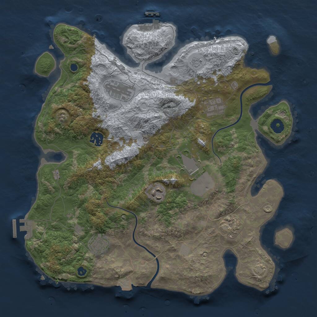 Rust Map: Procedural Map, Size: 3500, Seed: 1850494923, 13 Monuments