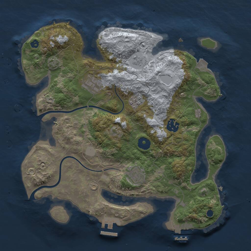 Rust Map: Procedural Map, Size: 3000, Seed: 709379745, 9 Monuments