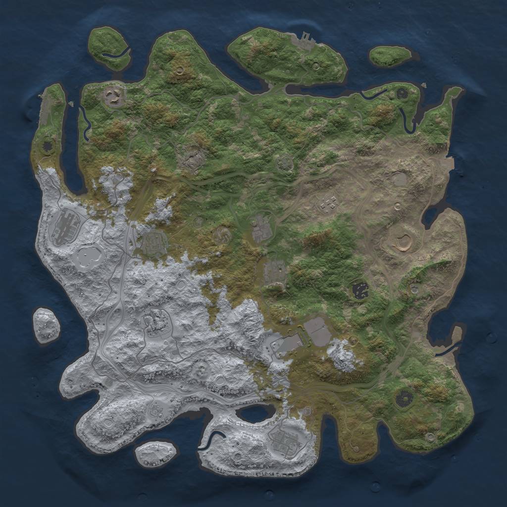 Rust Map: Procedural Map, Size: 4500, Seed: 4442996, 19 Monuments