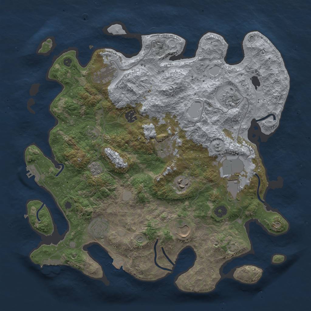 Rust Map: Procedural Map, Size: 3850, Seed: 68805554, 17 Monuments