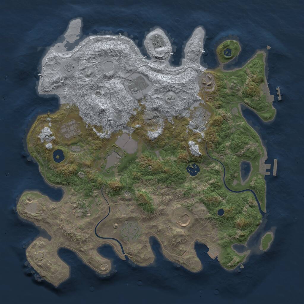 Rust Map: Procedural Map, Size: 3700, Seed: 93254399, 16 Monuments