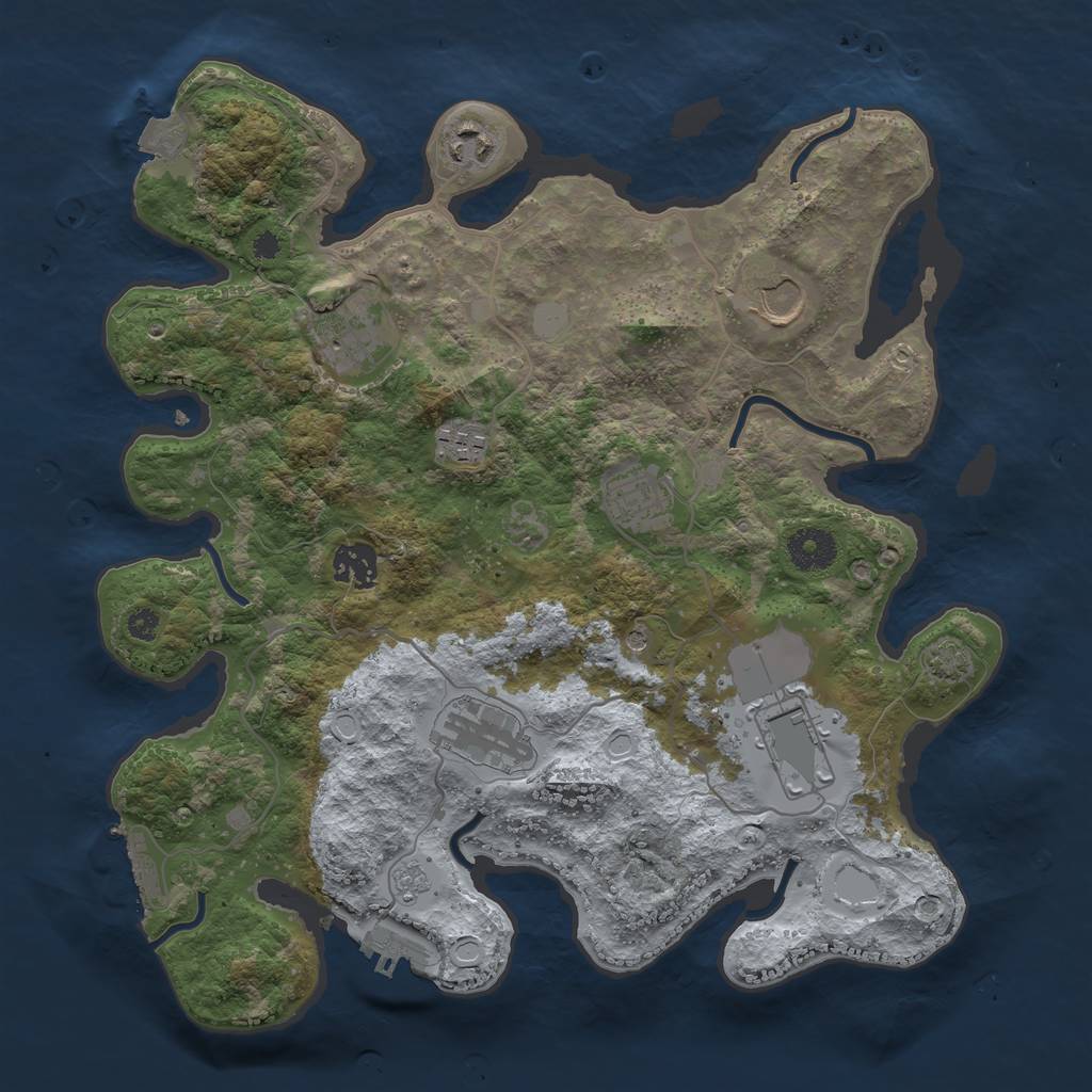 Rust Map: Procedural Map, Size: 3500, Seed: 78753530, 16 Monuments