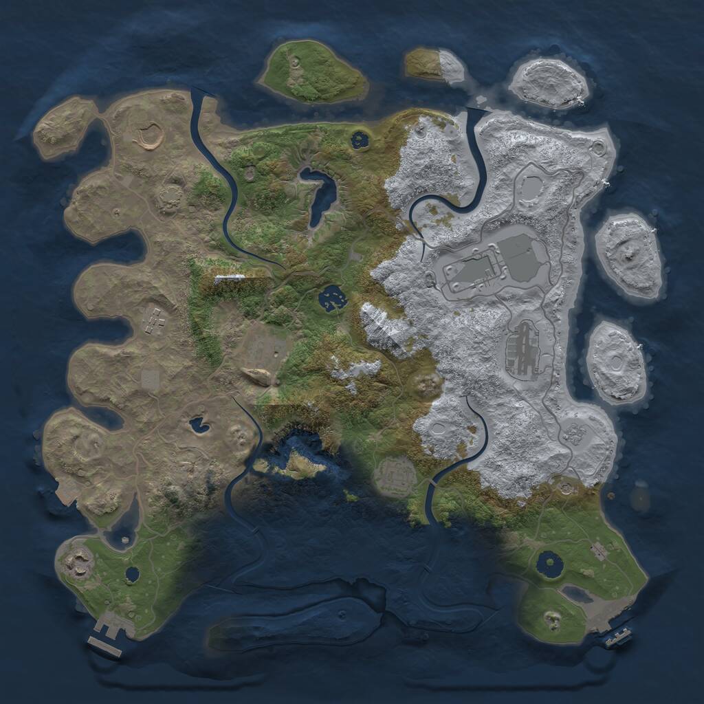 Rust Map: Procedural Map, Size: 4000, Seed: 605, 14 Monuments
