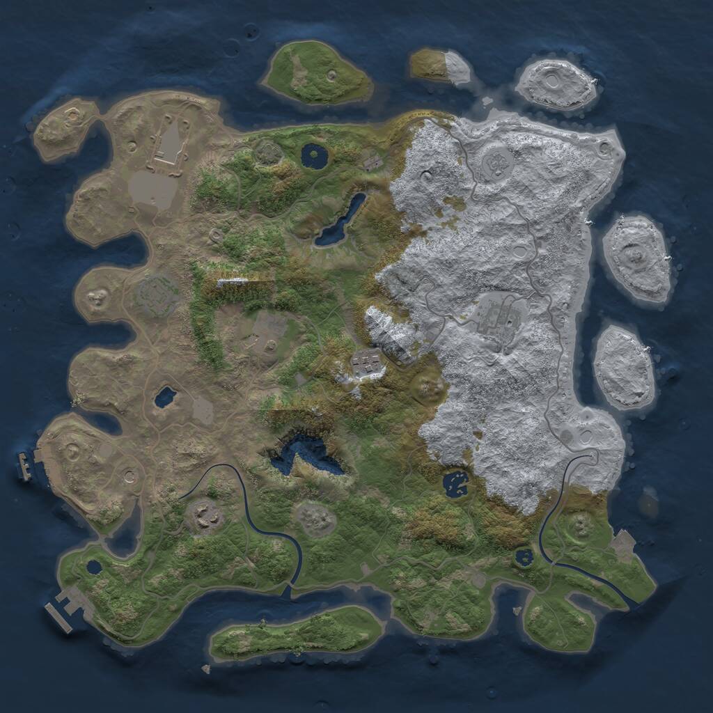 Rust Map: Procedural Map, Size: 4000, Seed: 605, 13 Monuments