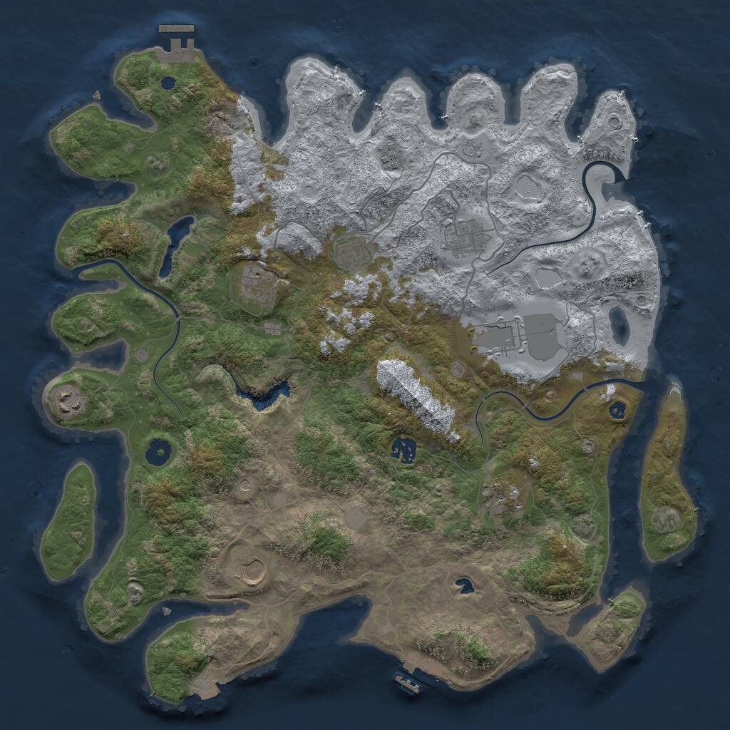 Rust Map: Procedural Map, Size: 4200, Seed: 845327, 15 Monuments