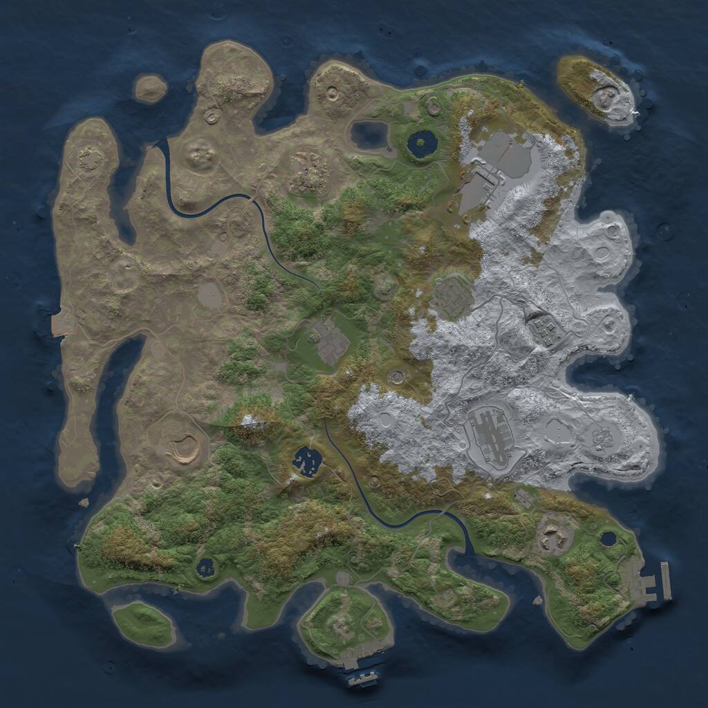 Rust Map: Procedural Map, Size: 3750, Seed: 517246670, 15 Monuments