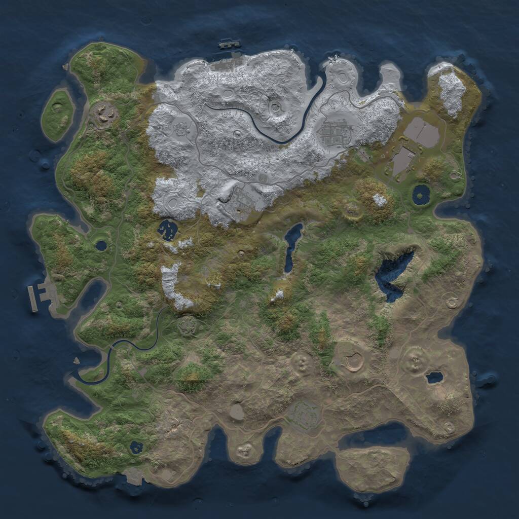 Rust Map: Procedural Map, Size: 4000, Seed: 46262217, 13 Monuments