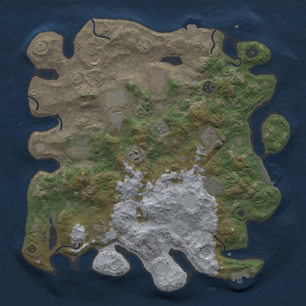 Rust Map: Procedural Map, Size: 3850, Seed: 210614104, 18 Monuments