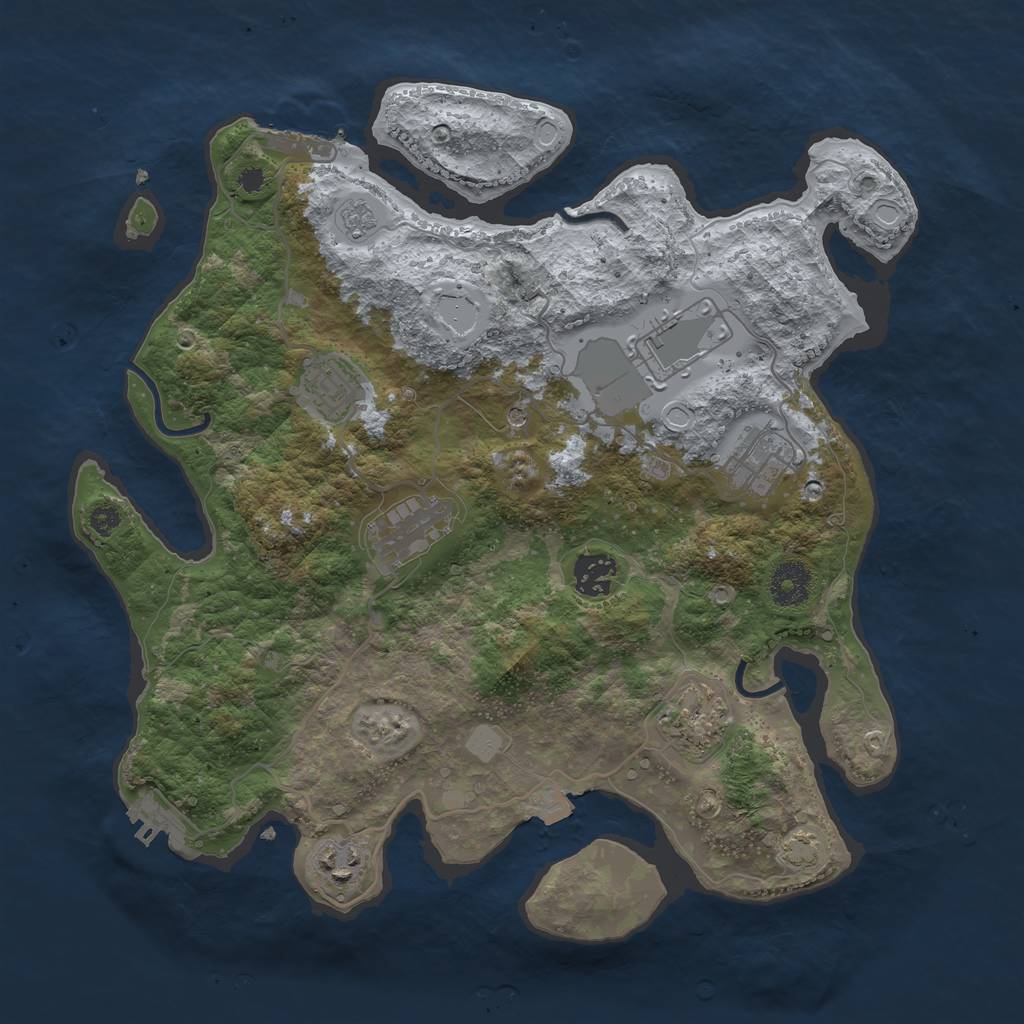 Rust Map: Procedural Map, Size: 3500, Seed: 1414147059, 15 Monuments
