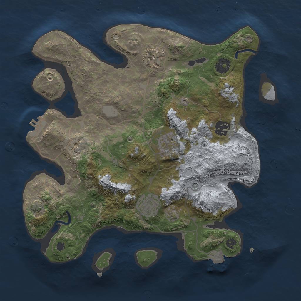 Rust Map: Procedural Map, Size: 3000, Seed: 11336, 10 Monuments
