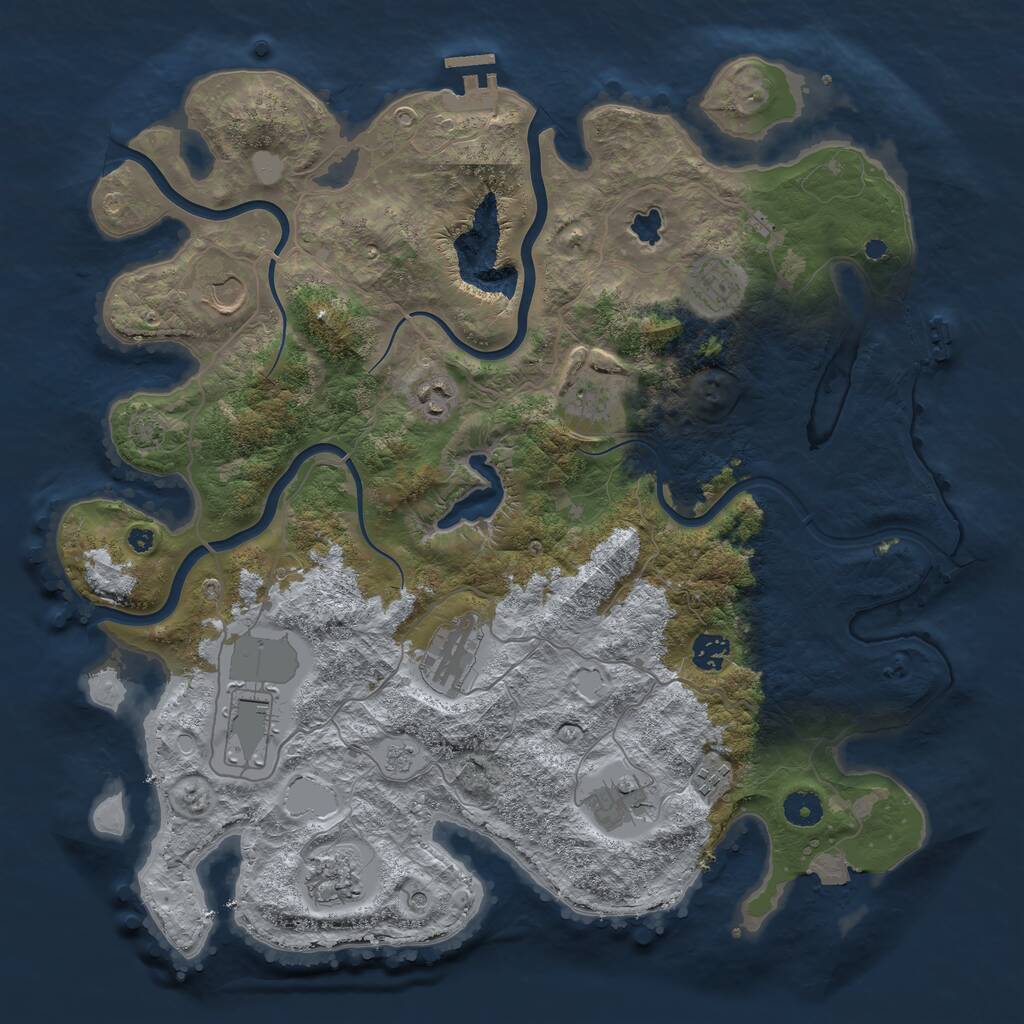 Rust Map: Procedural Map, Size: 4100, Seed: 48265178, 16 Monuments