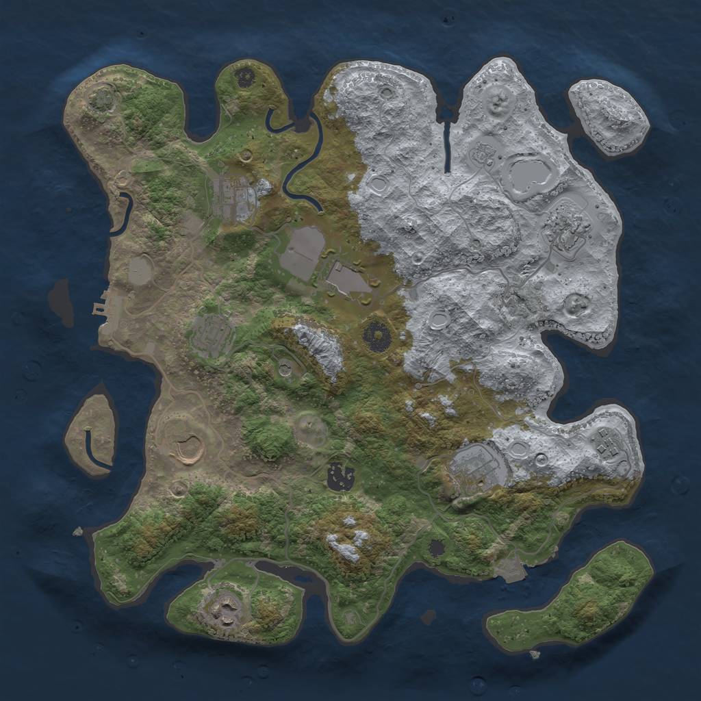 Rust Map: Procedural Map, Size: 3600, Seed: 645967232, 16 Monuments