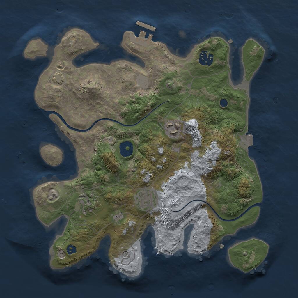 Rust Map: Procedural Map, Size: 3000, Seed: 21605, 8 Monuments