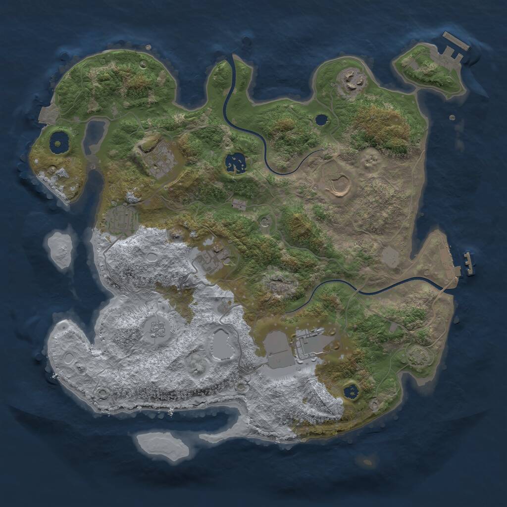 Rust Map: Procedural Map, Size: 3550, Seed: 14494092, 13 Monuments