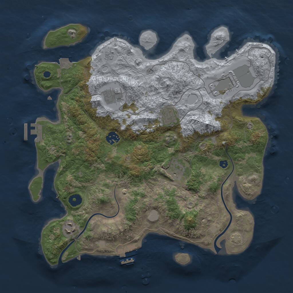 Rust Map: Procedural Map, Size: 3500, Seed: 346866236, 12 Monuments