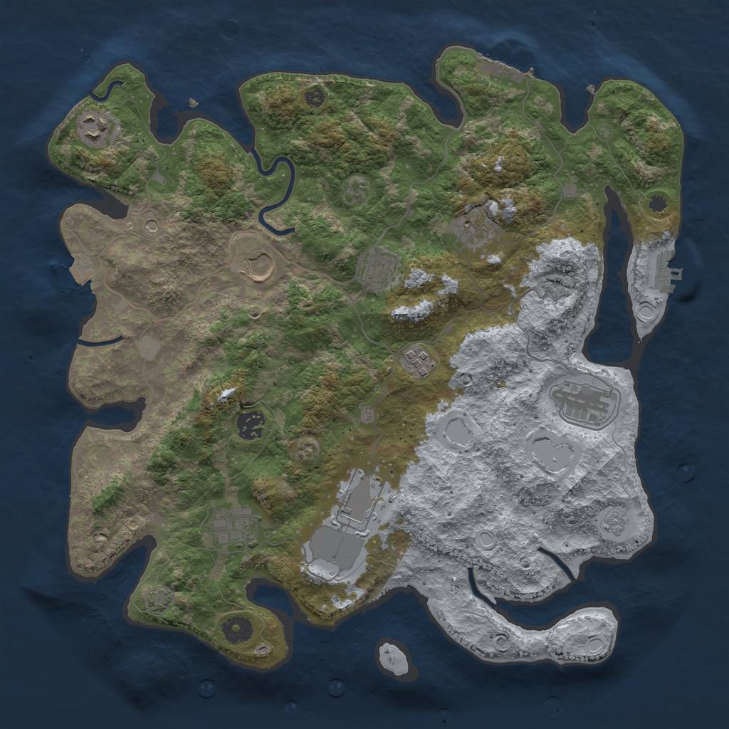 Rust Map: Procedural Map, Size: 3800, Seed: 58397530, 17 Monuments