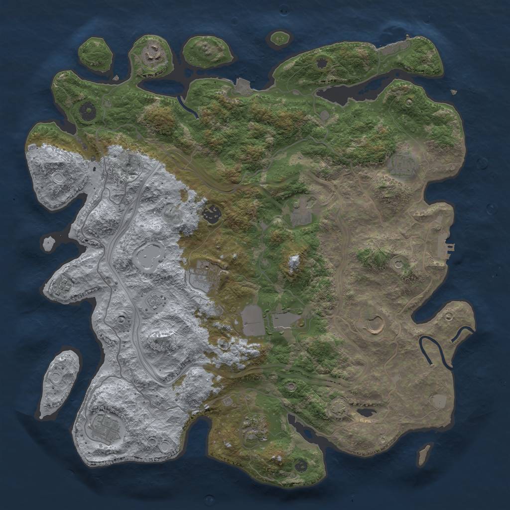 Rust Map: Procedural Map, Size: 4250, Seed: 851528211, 18 Monuments