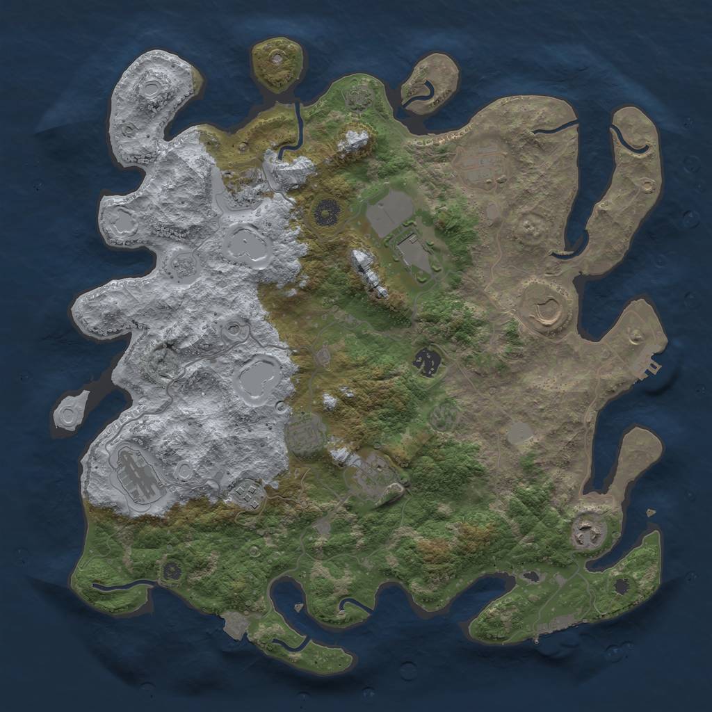 Rust Map: Procedural Map, Size: 3950, Seed: 10249171, 18 Monuments