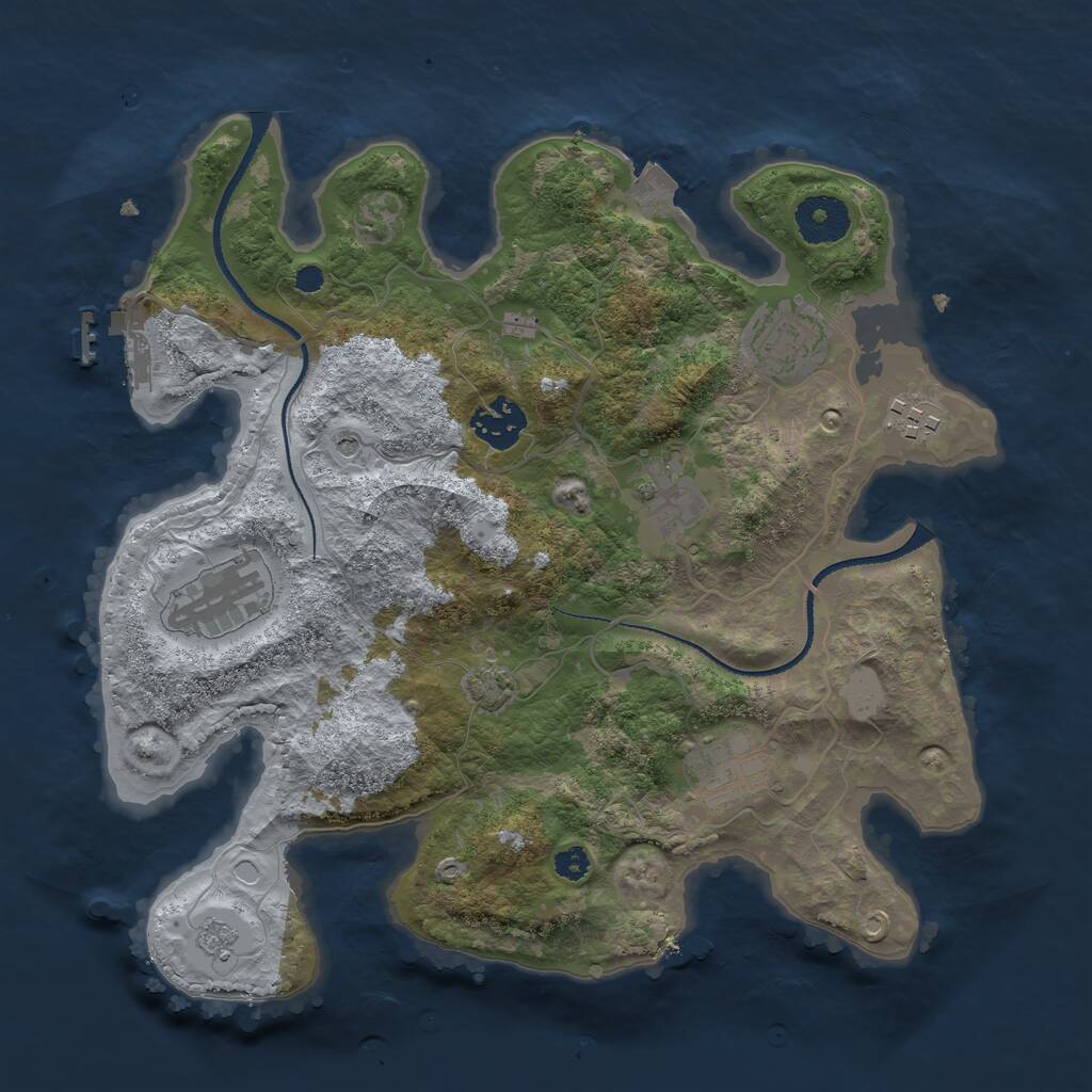 Rust Map: Procedural Map, Size: 3200, Seed: 12543542, 11 Monuments