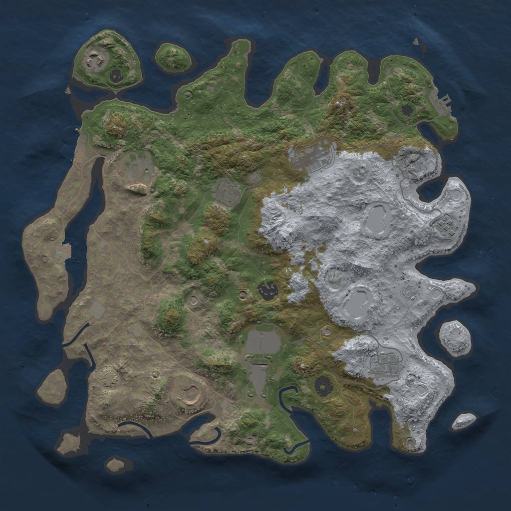 Rust Map: Procedural Map, Size: 3950, Seed: 24486660, 17 Monuments