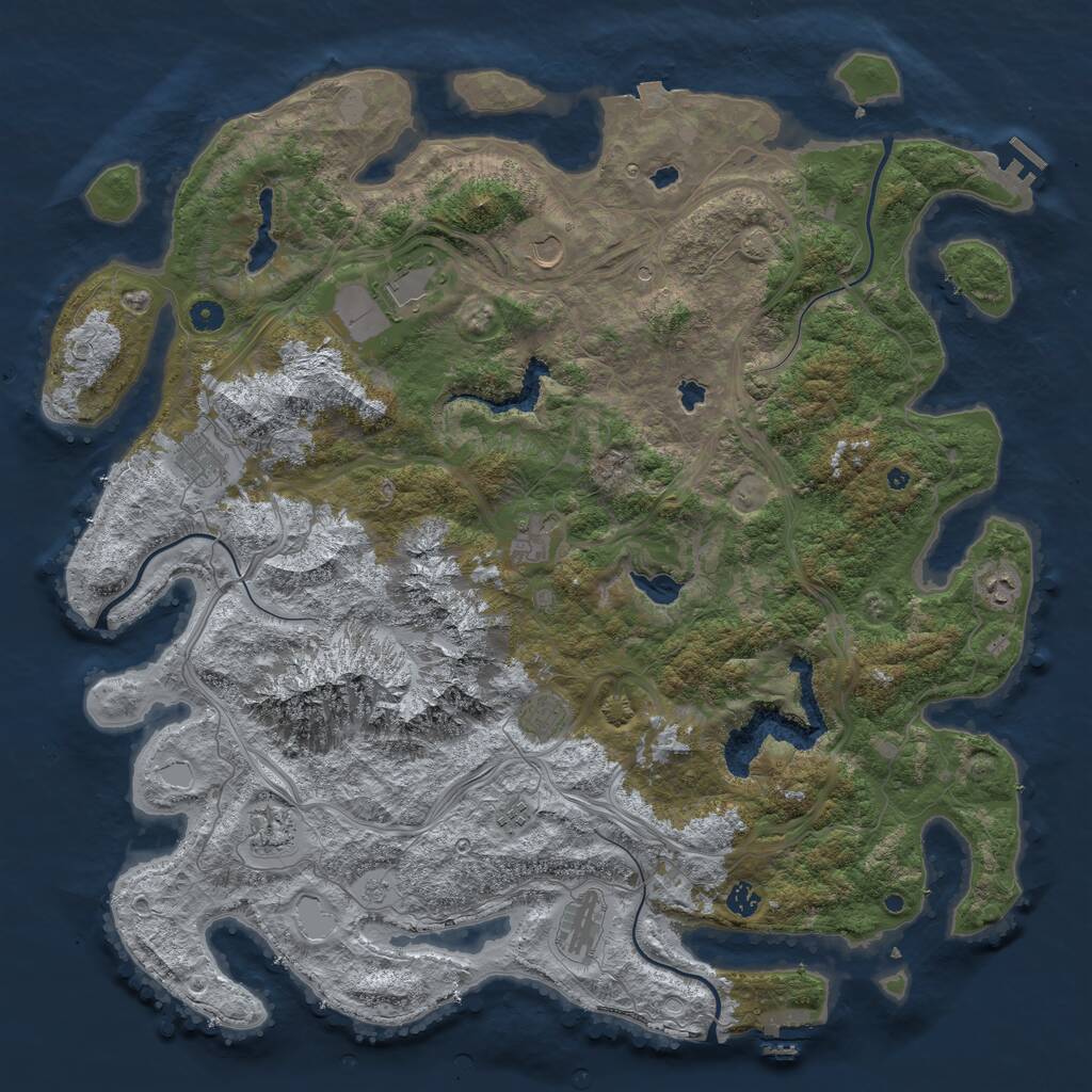Rust Map: Procedural Map, Size: 5000, Seed: 22808487, 16 Monuments