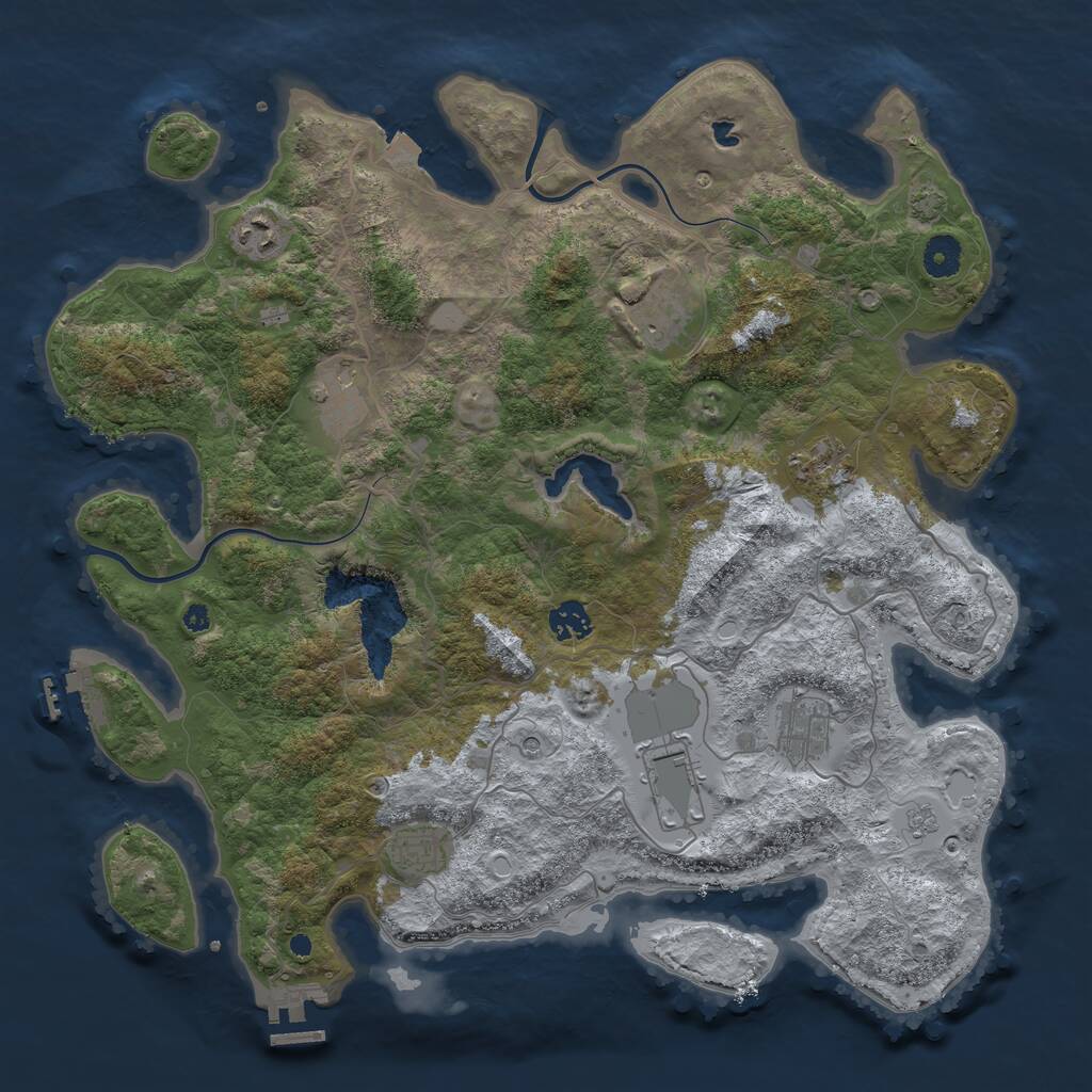 Rust Map: Procedural Map, Size: 4000, Seed: 49393059, 14 Monuments