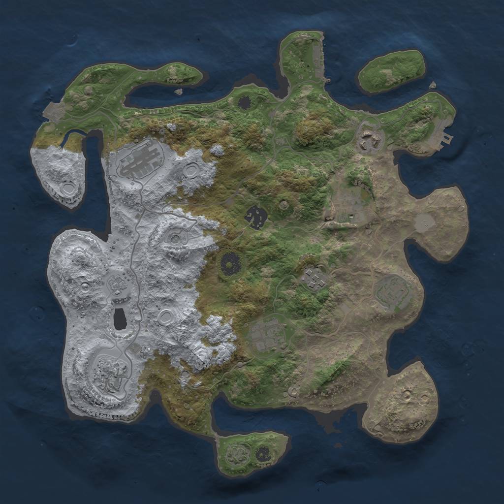 Rust Map: Procedural Map, Size: 3400, Seed: 53439986, 16 Monuments